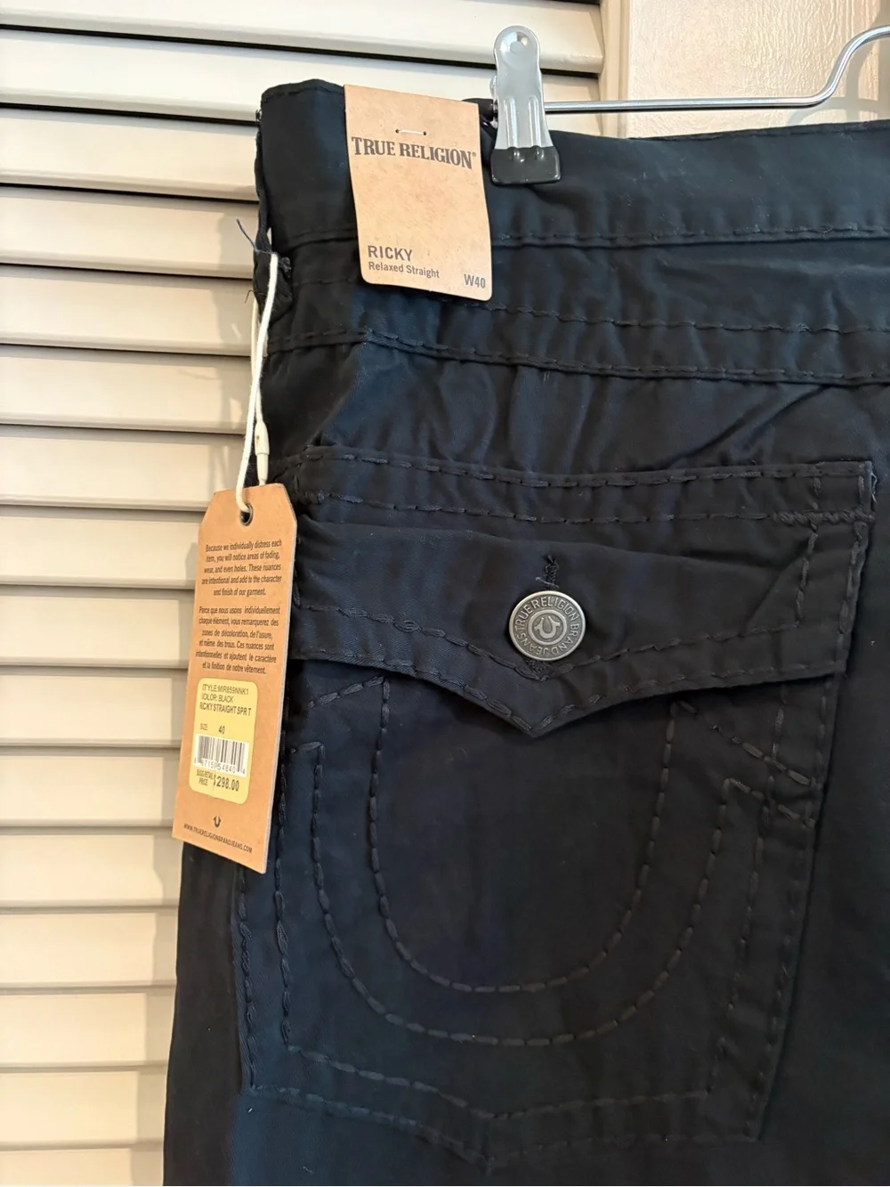 True Religion Ricky Straight Black Jeans* Men’s Size 40* NWT